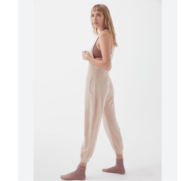 Out From Under Waffle V-Neck Jumpsuit Urban Outfitters - Picture 2 of 6